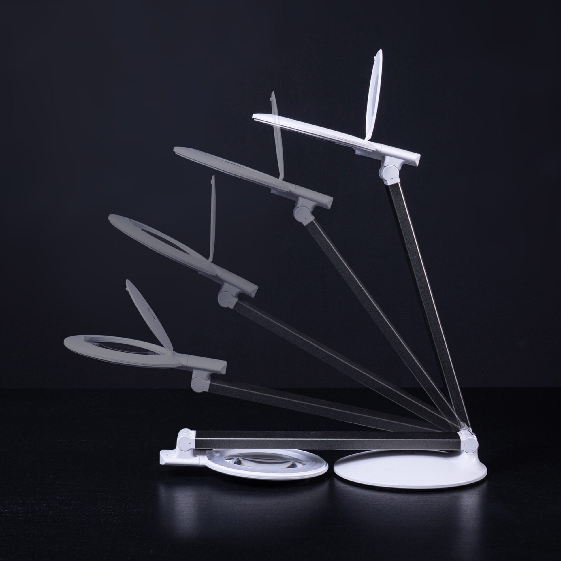 A showcase of the Daylight Halo Go 2 Lamp's folding abilities
