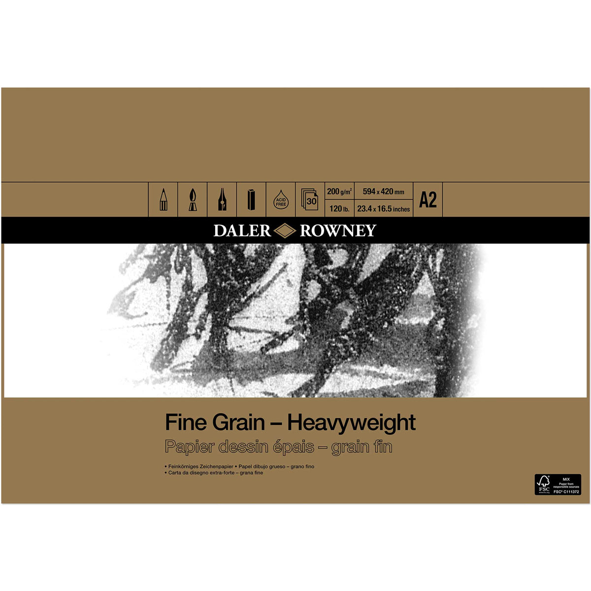 Daler-Rowney Eco Fine Grain Heavyweight Drawing Pad - 200gsm - A5 main image 1