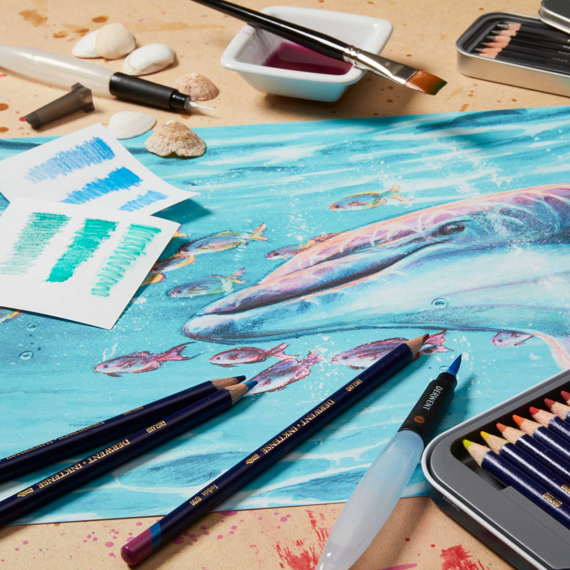 Derwent Inktense Individual Pencils Sample Illustration