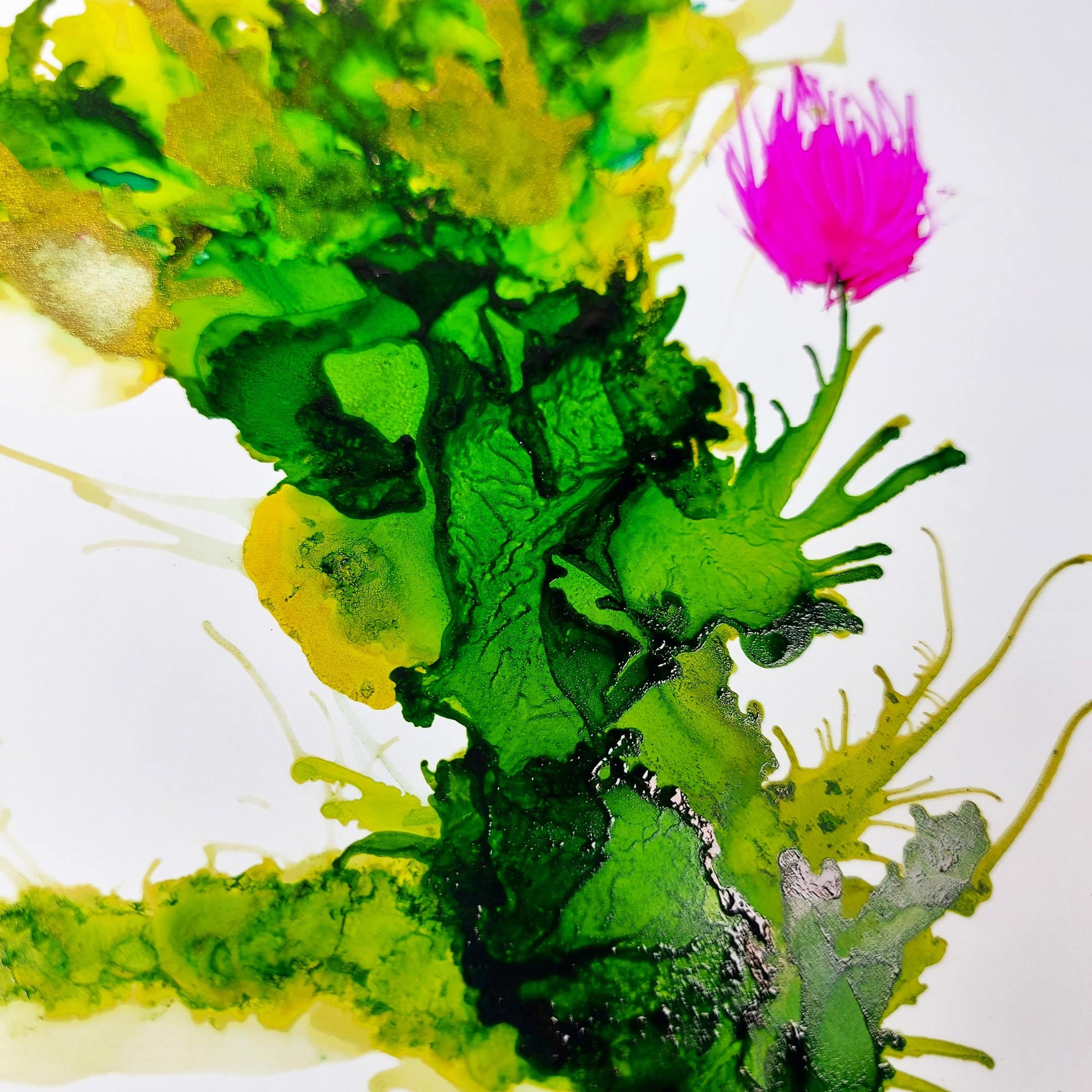 Piñata Alcohol Ink - Closeup of floral painting