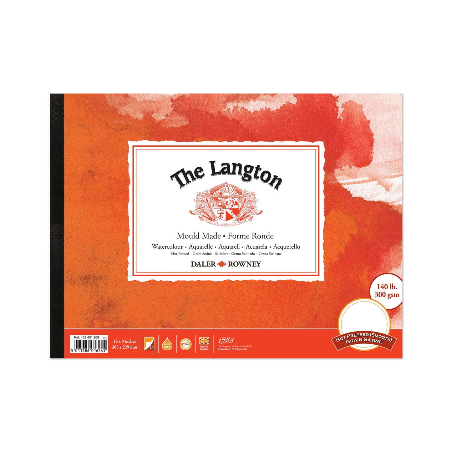 Daler-Rowney Langton Watercolour Pads Mould Made Extra Smooth (Hot Pressed) - 12 x 9 inches