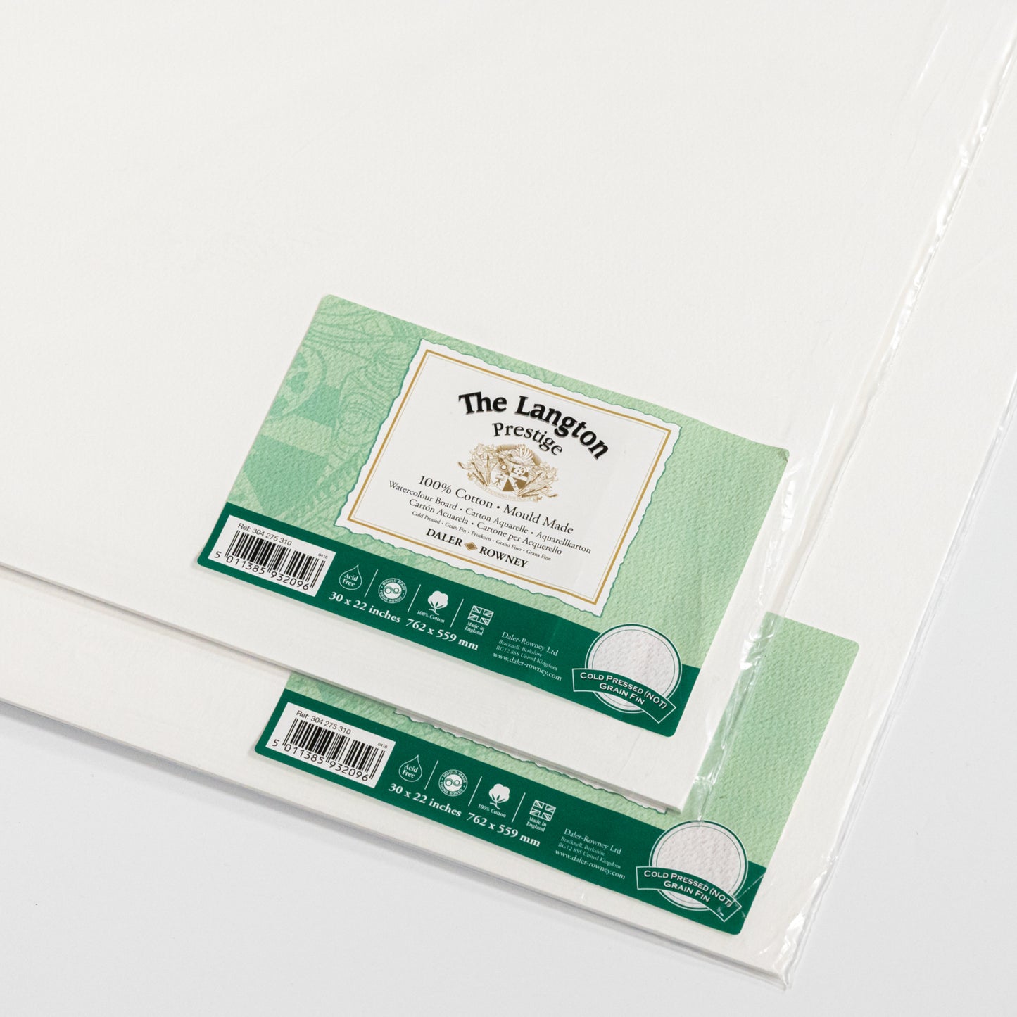 Ex-Display - Daler-Rowney Langton Prestige Watercolour Board - 30"x 22" (76x56cm) - Pack of 2 - Cold-Pressed (NOT) Surface