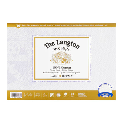Daler-Rowney Langton Prestige Watercolour Block - 300gsm / 140lb - Rough - 12 Sheets