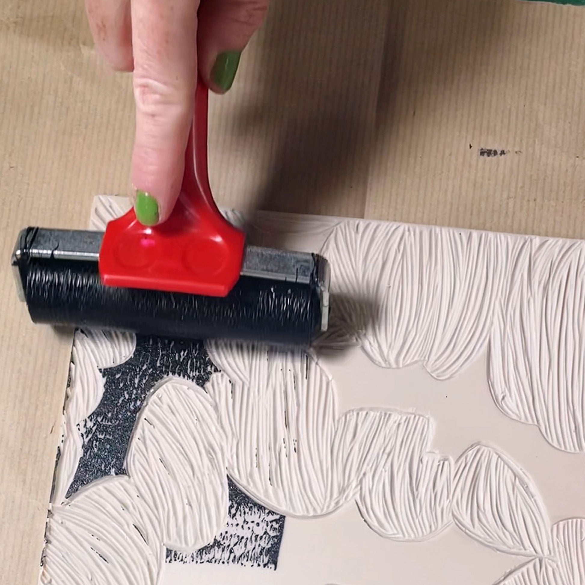 Essdee Lino Blocks - In use with Essdee Ink Roller (Sold Separately)