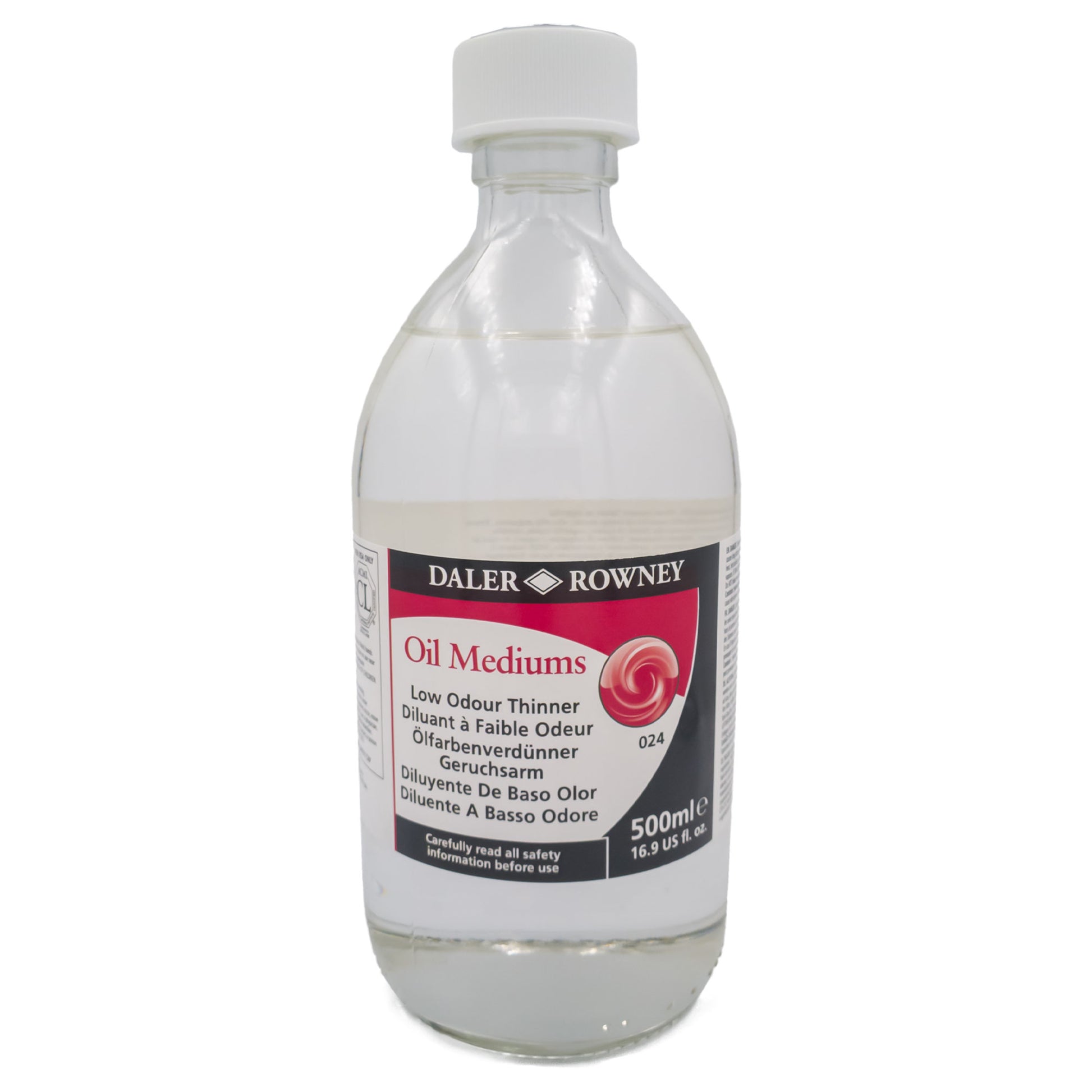 Daler-Rowney Low Odour Thinners - For Oil Colours 500ml bottle, ideal for artists in confined spaces.