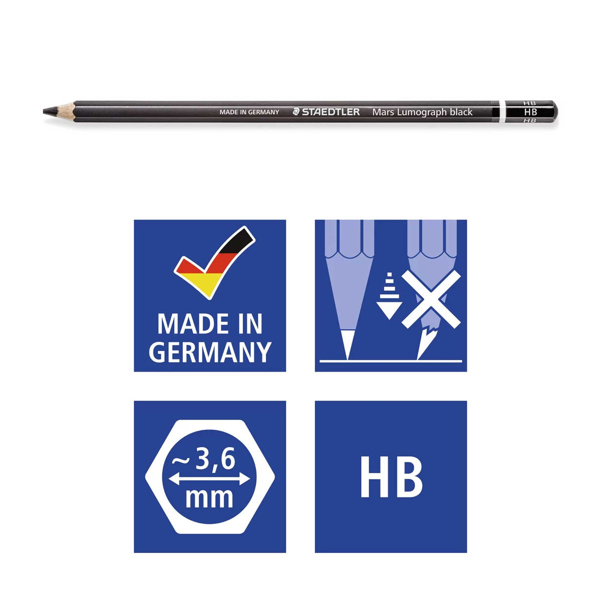 Staedtler Mars Lumograph - Set of 6 Artists Pencils - Pencil Information