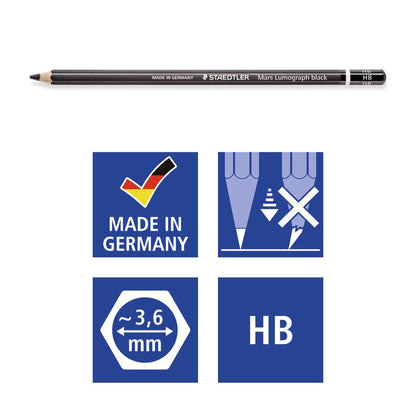 Staedtler Mars Lumograph - Set of 6 Artists Pencils - Pencil Information