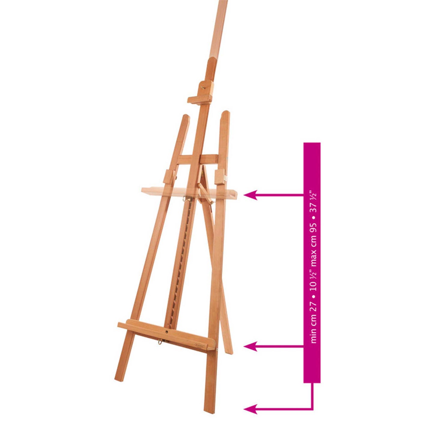 Mabef M13 Lyre Easel Height Adjustment Dimensions