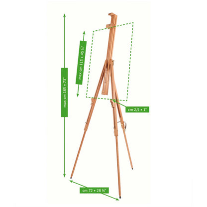 Mabef M29 Wooden Field Easel Dimensions