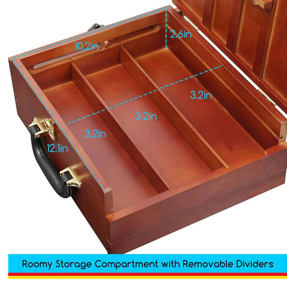 This pochade box securely houses your wet paintings behind a convenient sliding magnetic door. 