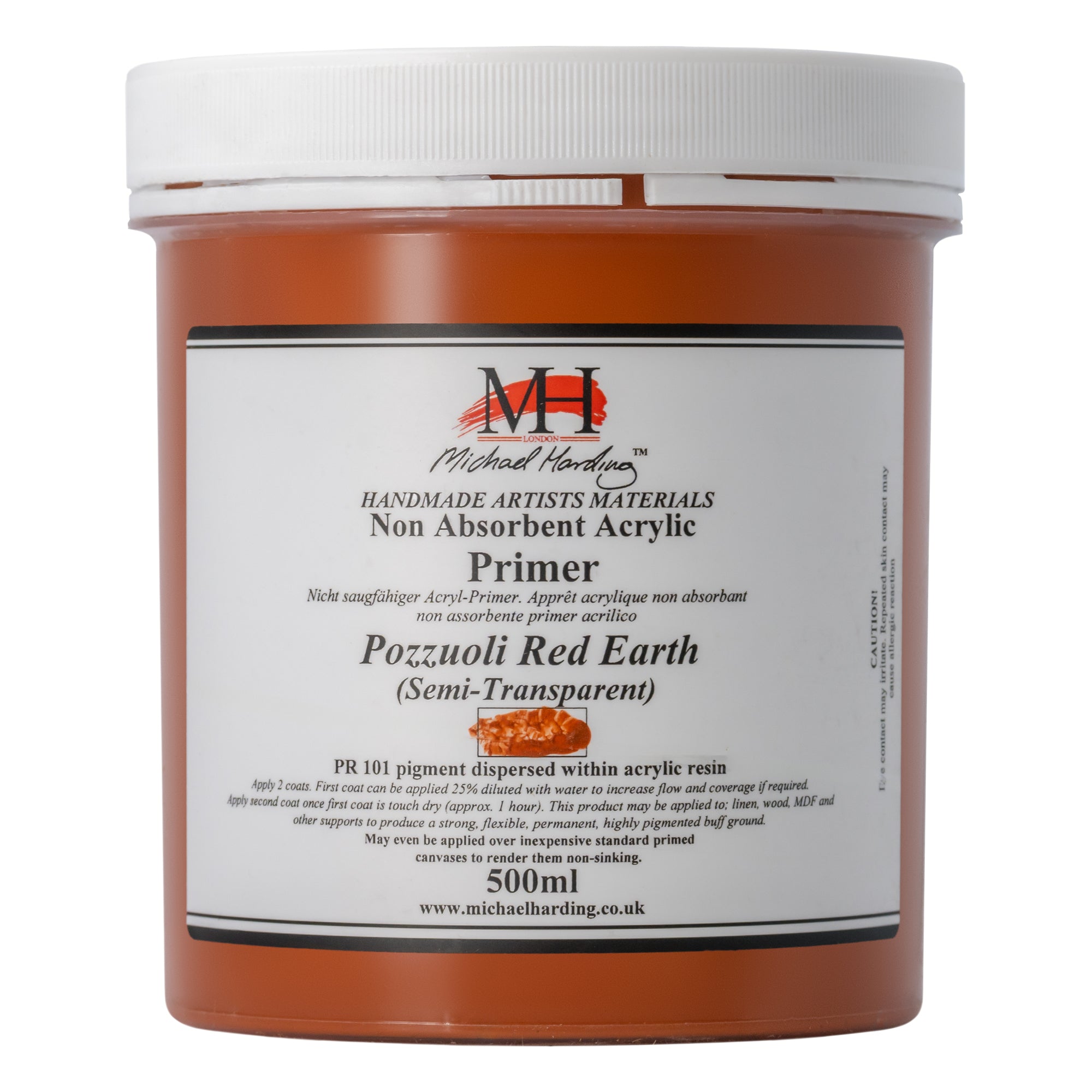 Michael Harding Non-Absorbent Acrylic Primer - Pozzuoli Red Earth (Semi-Transparent) - 500ml