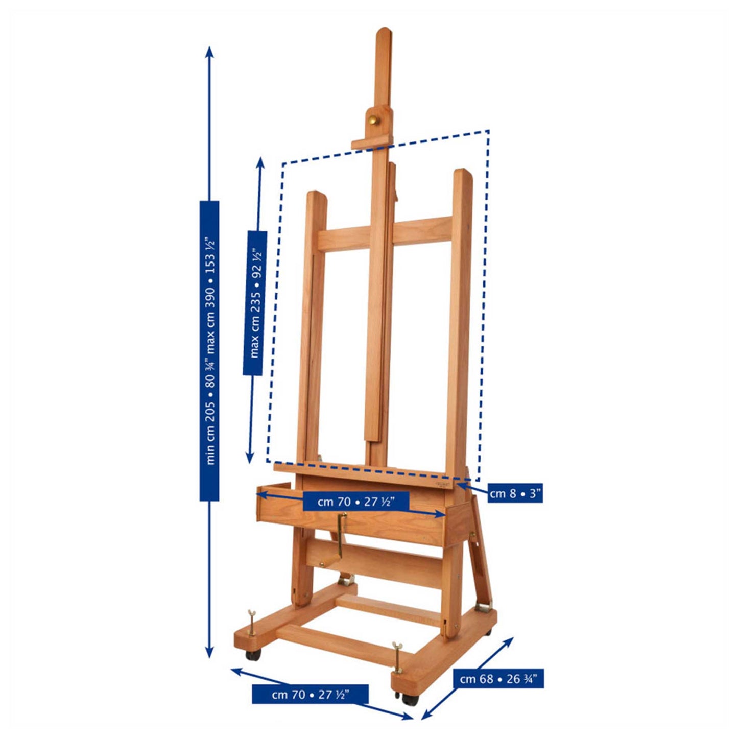 Mabef M04 Master Artist Studio Easel Dimensions