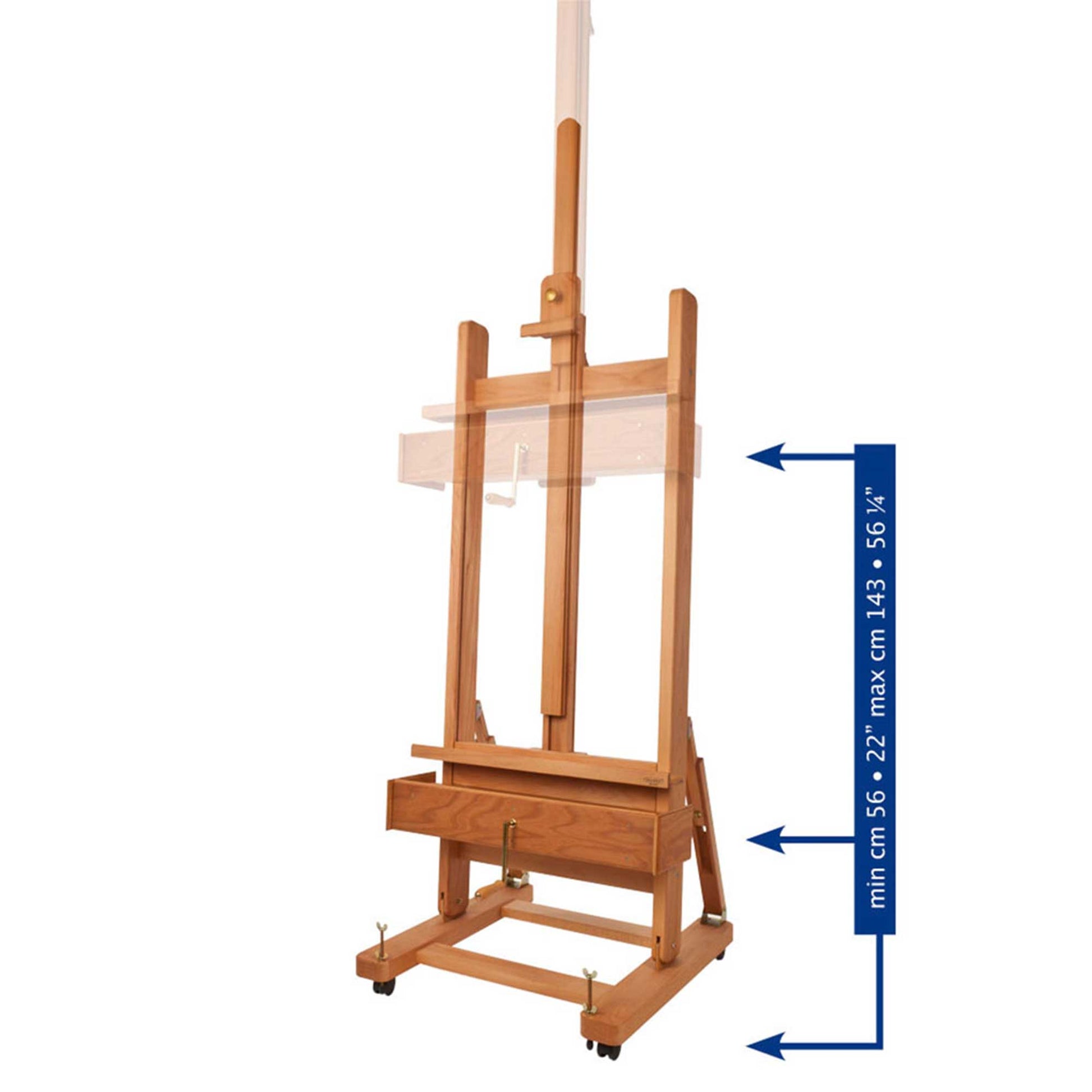 Mabef M04 Master Artist Studio Easel Adjustability Dimensions