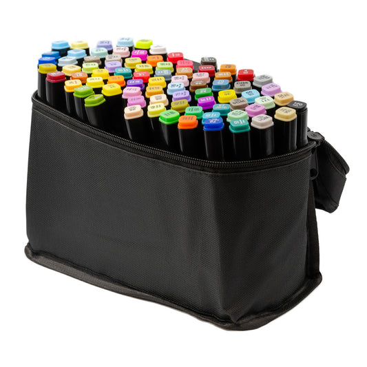 ARTessentials Graphic Art Markers in open top zipper case.