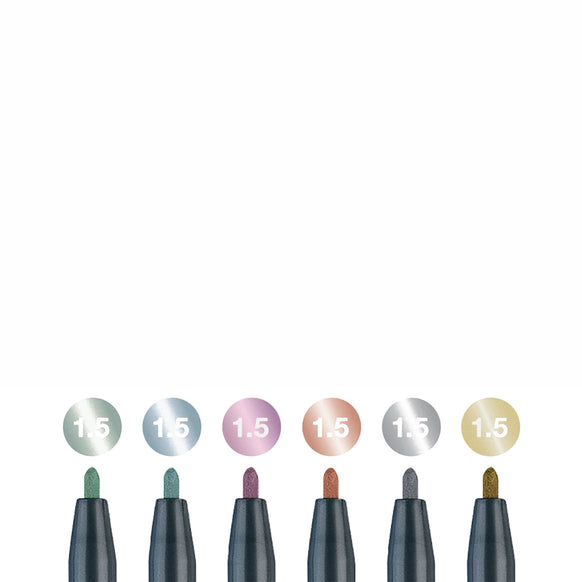 Faber-Castell Set of 6 Metallic Bullet Nib Pens - Colours