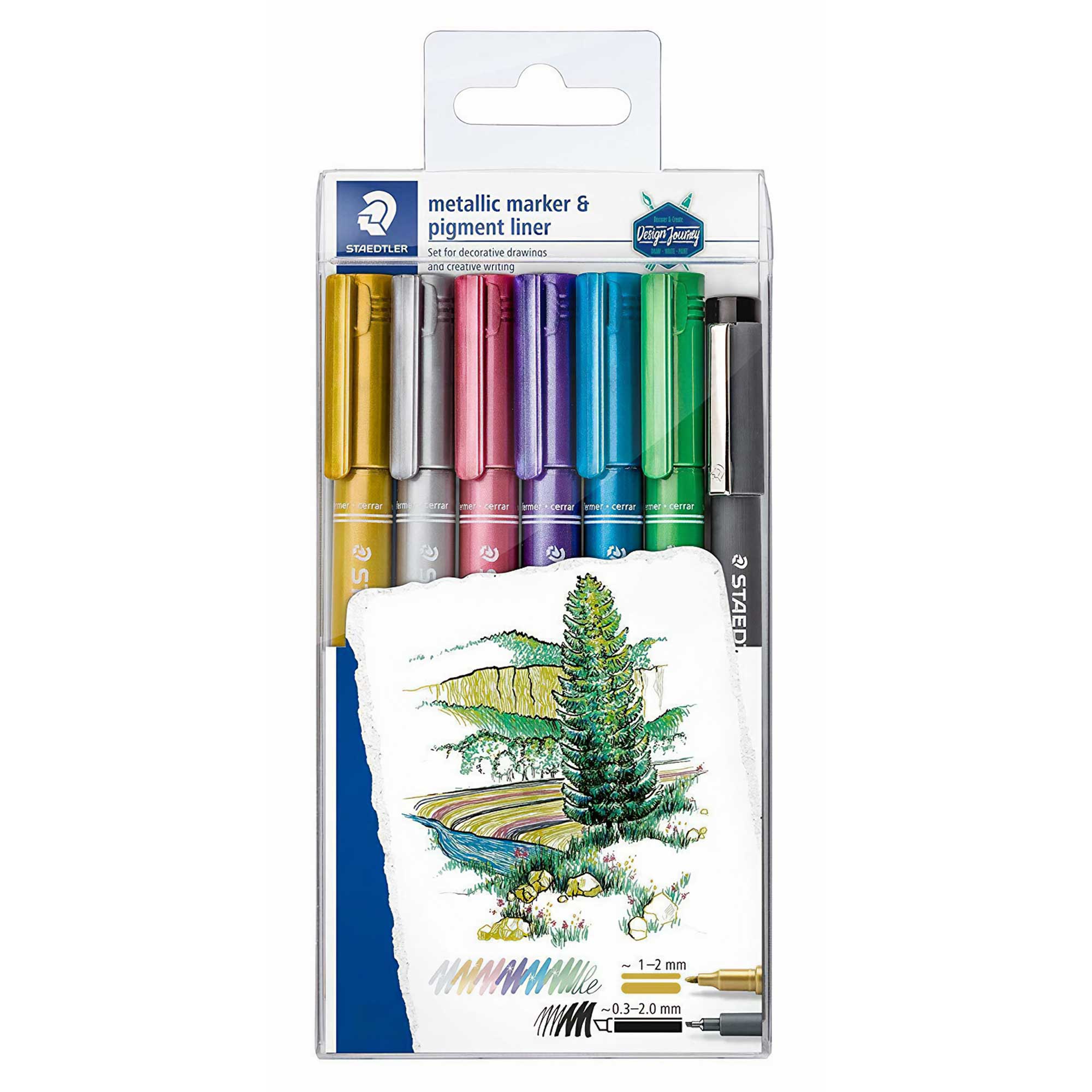 Staedtler Metallic Markers + Pigment Liner - Set of 7