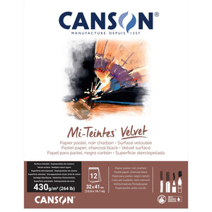 Canson Mi-Teintes Velvet Pad - Carbon Black - 430gsm - 12 sheets - 32 x 41cm