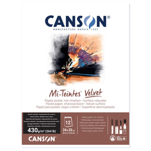 Canson Mi-Teintes Velvet Pad - Charcoal Black - 430gsm - 12 sheets - 24 x 32cm