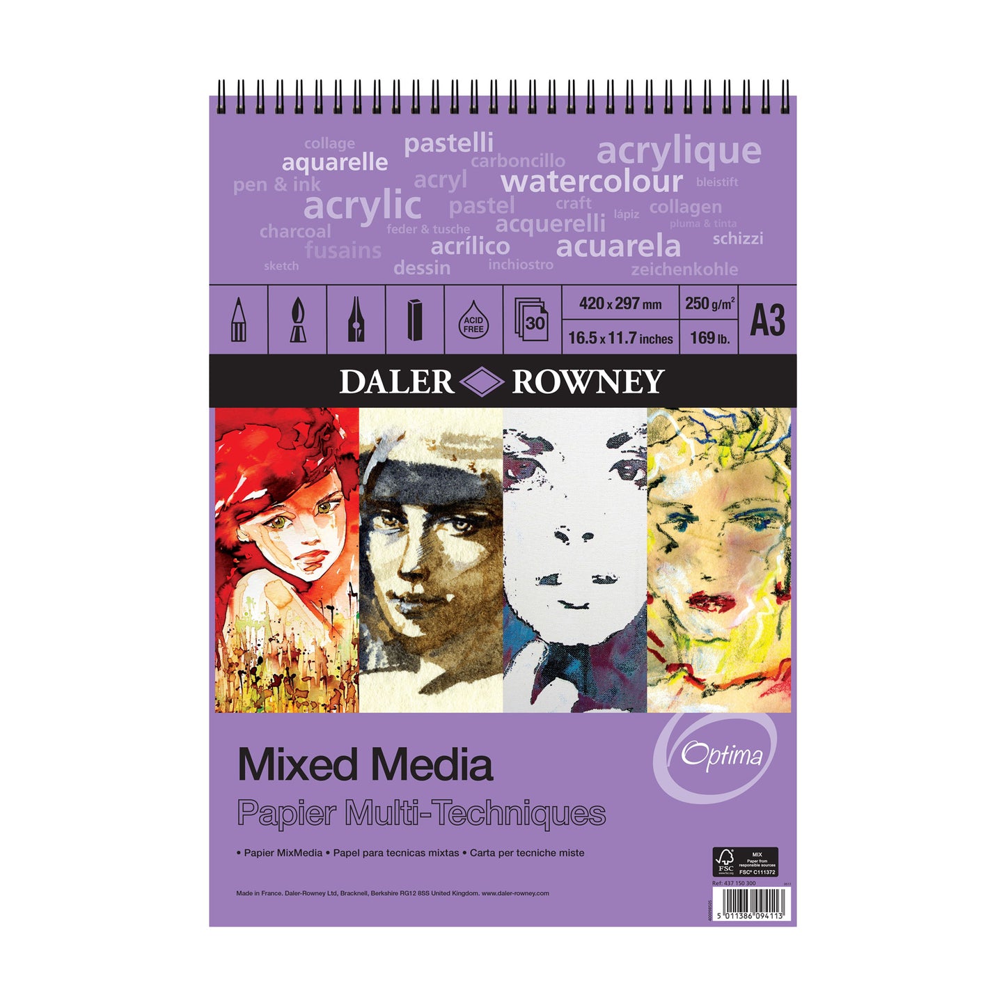 Daler-Rowney Optima Mixed Media Spiral Pads - A3