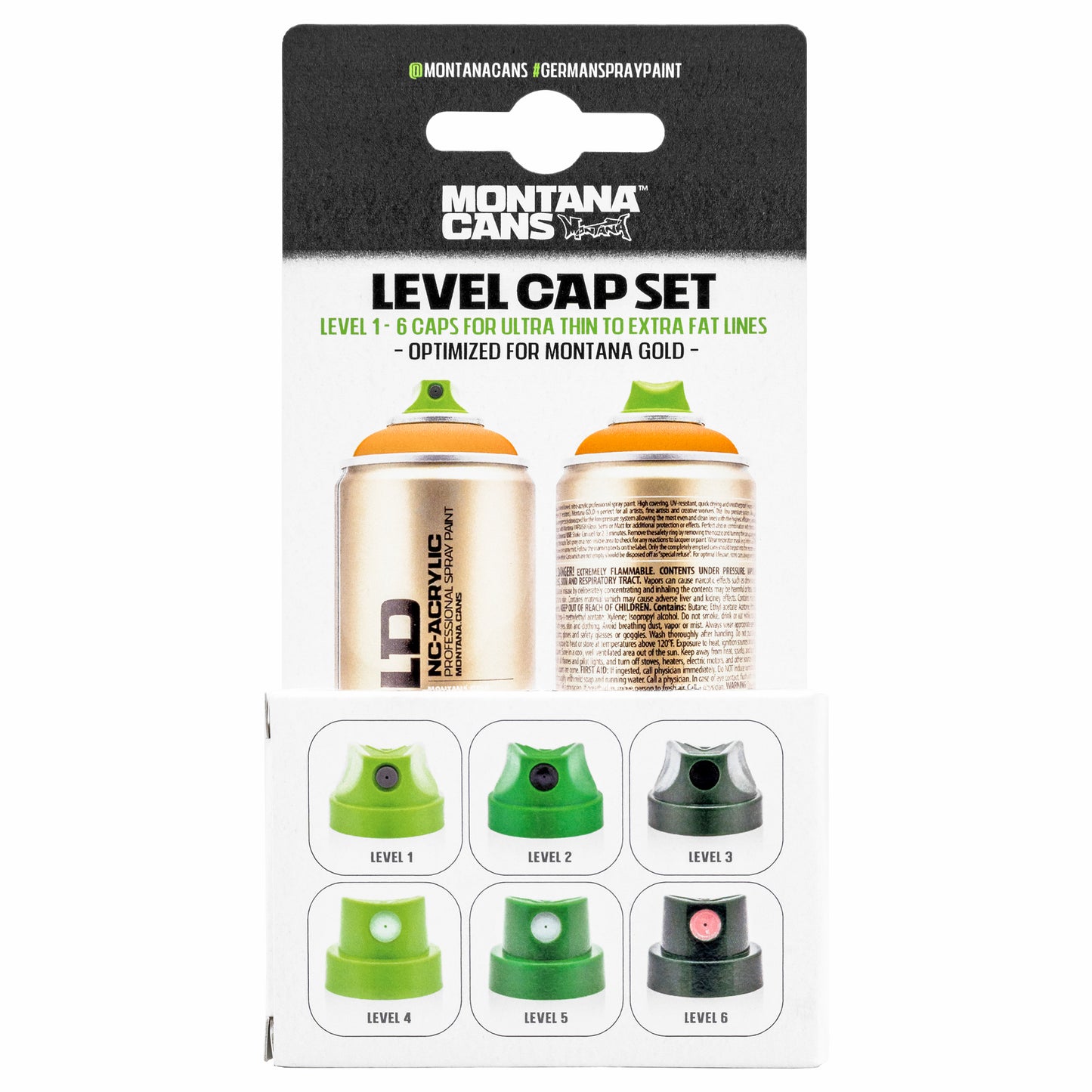 Montana Spray Paint Caps Set of 6 - Levels 1-6
