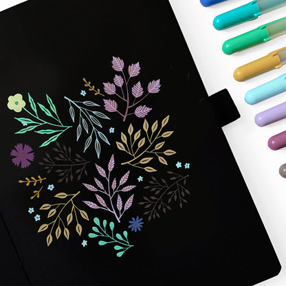Sakura Gelly Roll - Moonlight Fine - Sample Illustration on Black Paper