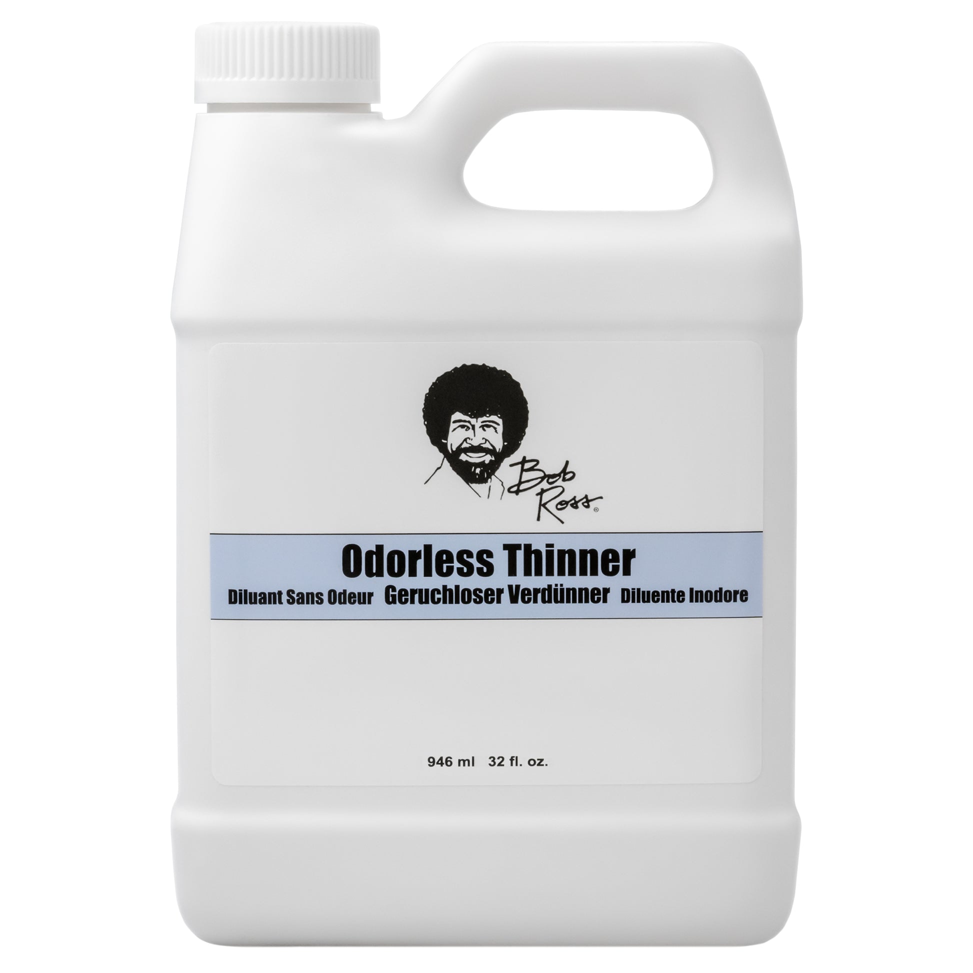 Bob Ross Odourless Thinner 946ml bottle with child-proof safety cap.