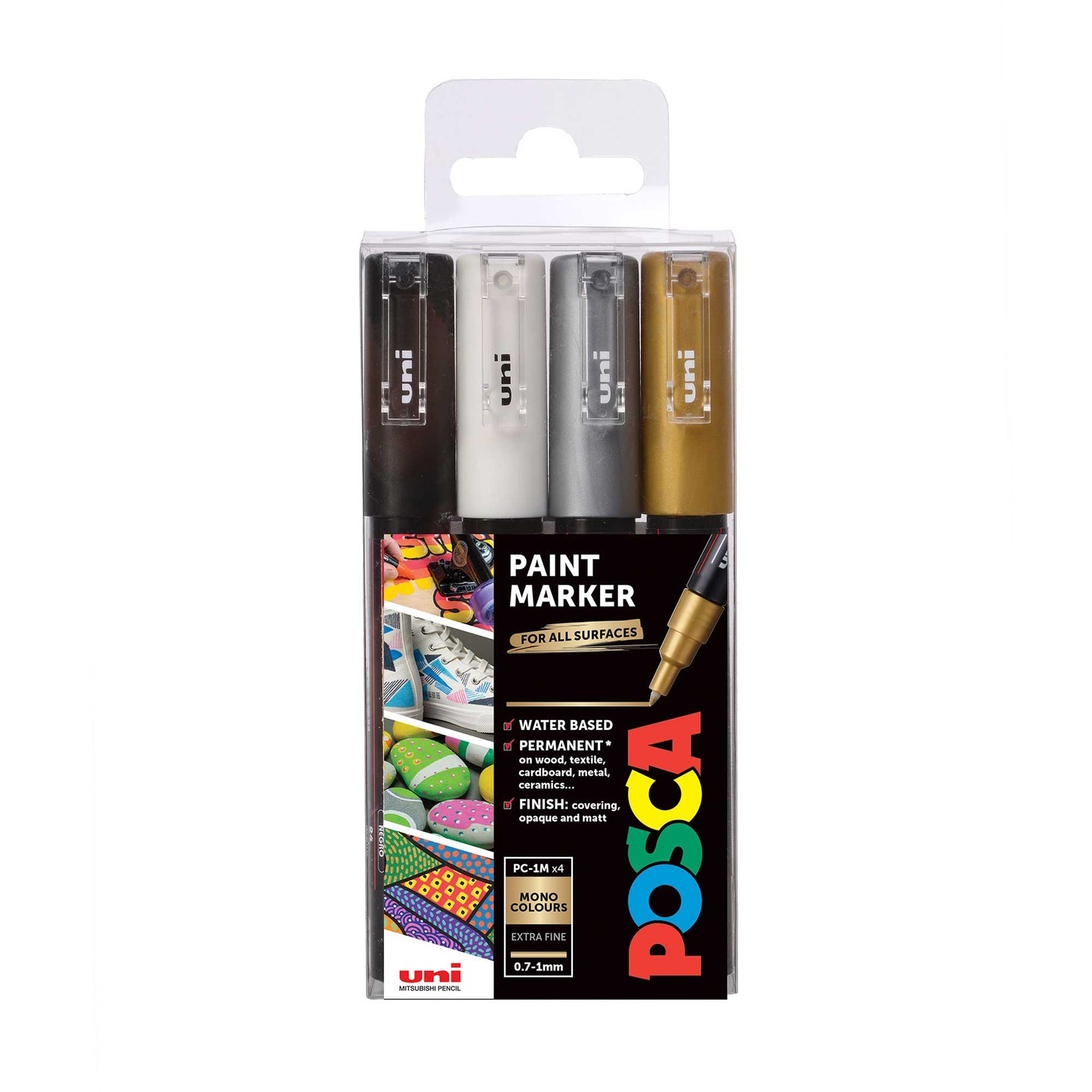Posca Markers - 0.7mm - 4 Mono Tones - PC-1M