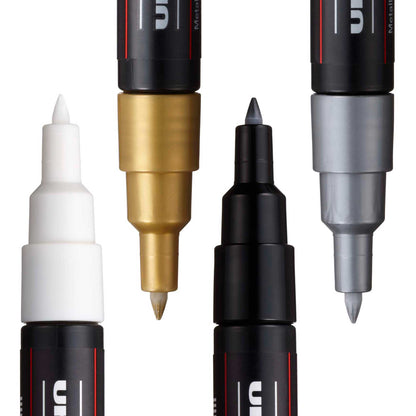 Posca Markers - 0.7mm - 4 Mono Tones - PC-1M - Nibs and Colours Closeup