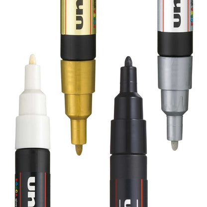 Posca Markers - 0.9 - 1.3mm - 4 Mono Tones - PC-3M - Nib and Colour Closeup