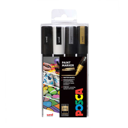 POSCA Markers - 2.5mm - 4 Mono Tones - PC-5M