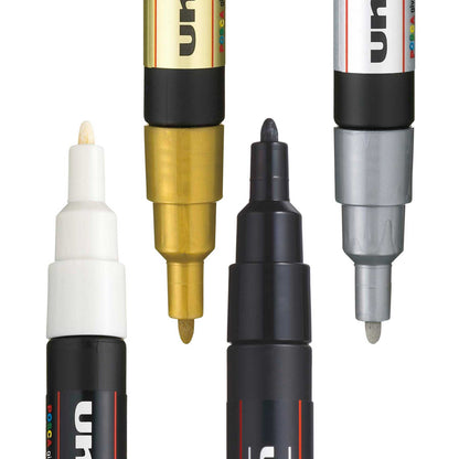 POSCA Markers - 2.5mm - 4 Mono Tones - PC-5M - Nibs and Colours Closeup