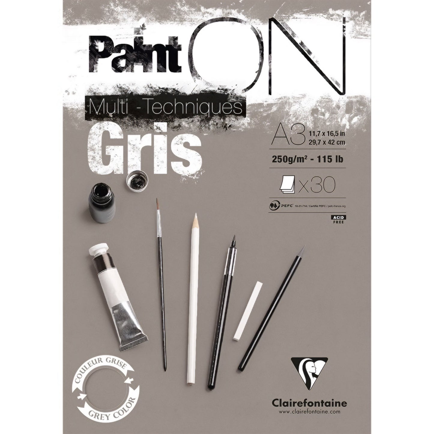 Clairefontaine Paint On Multi-Techniques Grey Pads - A3