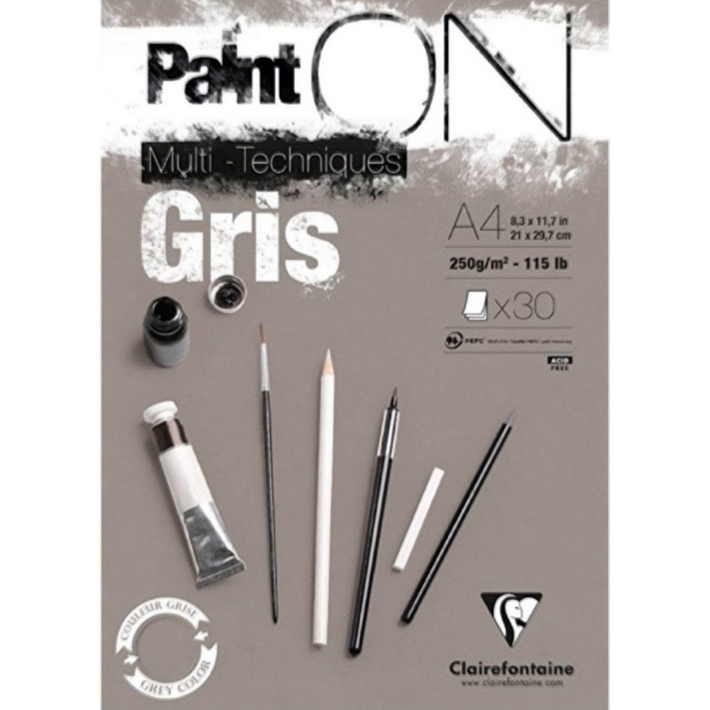 Clairefontaine Paint On Multi-Techniques Grey Pads - A4