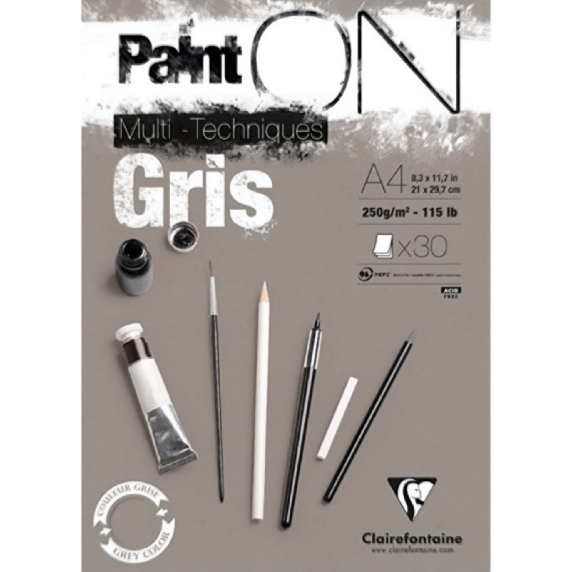 Clairefontaine Paint On Multi-Techniques Grey Pads - A4