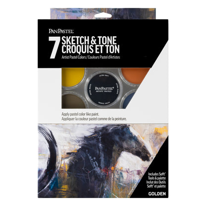 PanPastel Artist Pastels - Sketch & Tone Set of 7 Pastel Colours with Accessories
