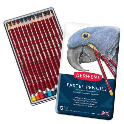 Derwent Pastel Pencil Metal Tins - Set of 12 - Box Open