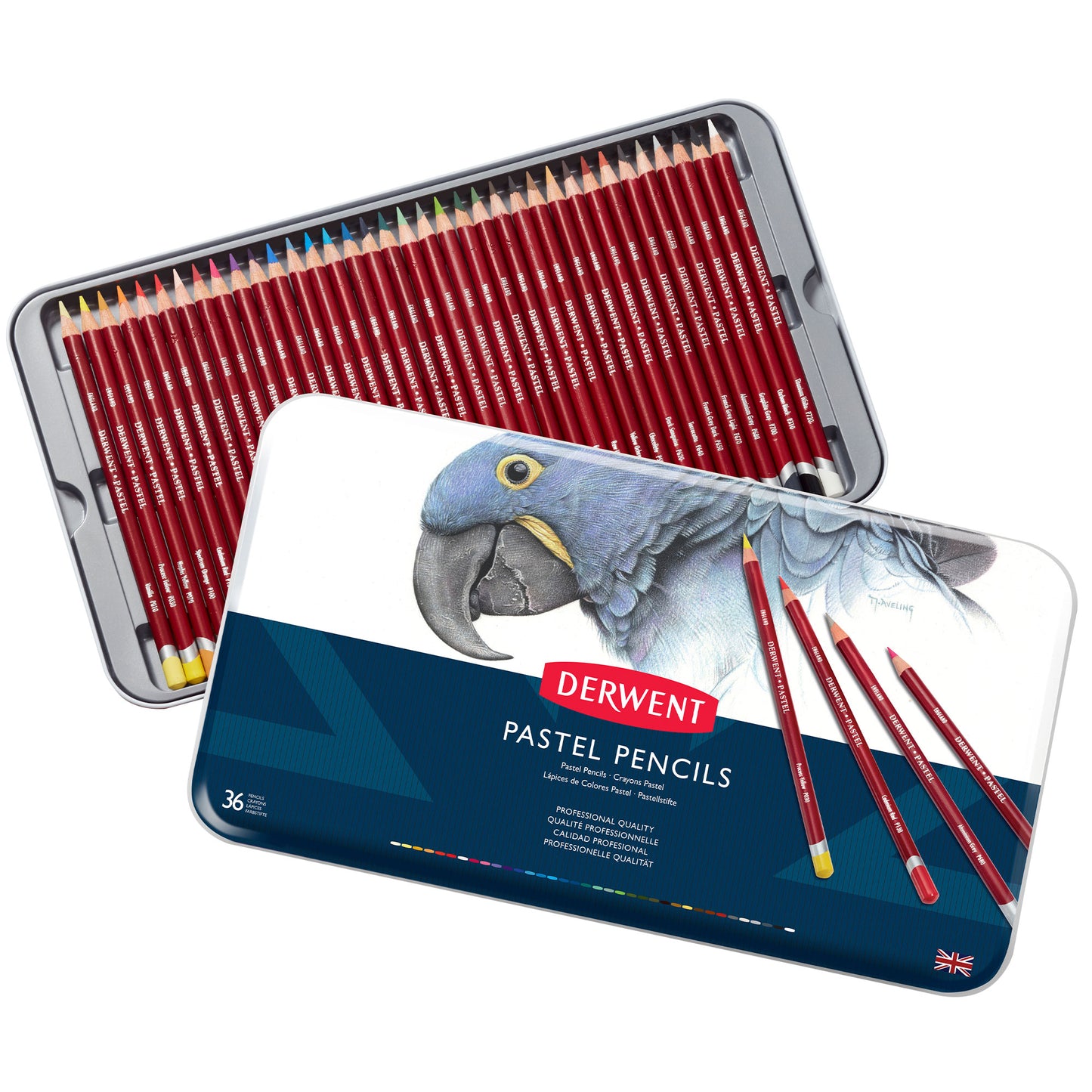 Derwent Pastel Pencil Metal Tins - Set of 36 - Box Open