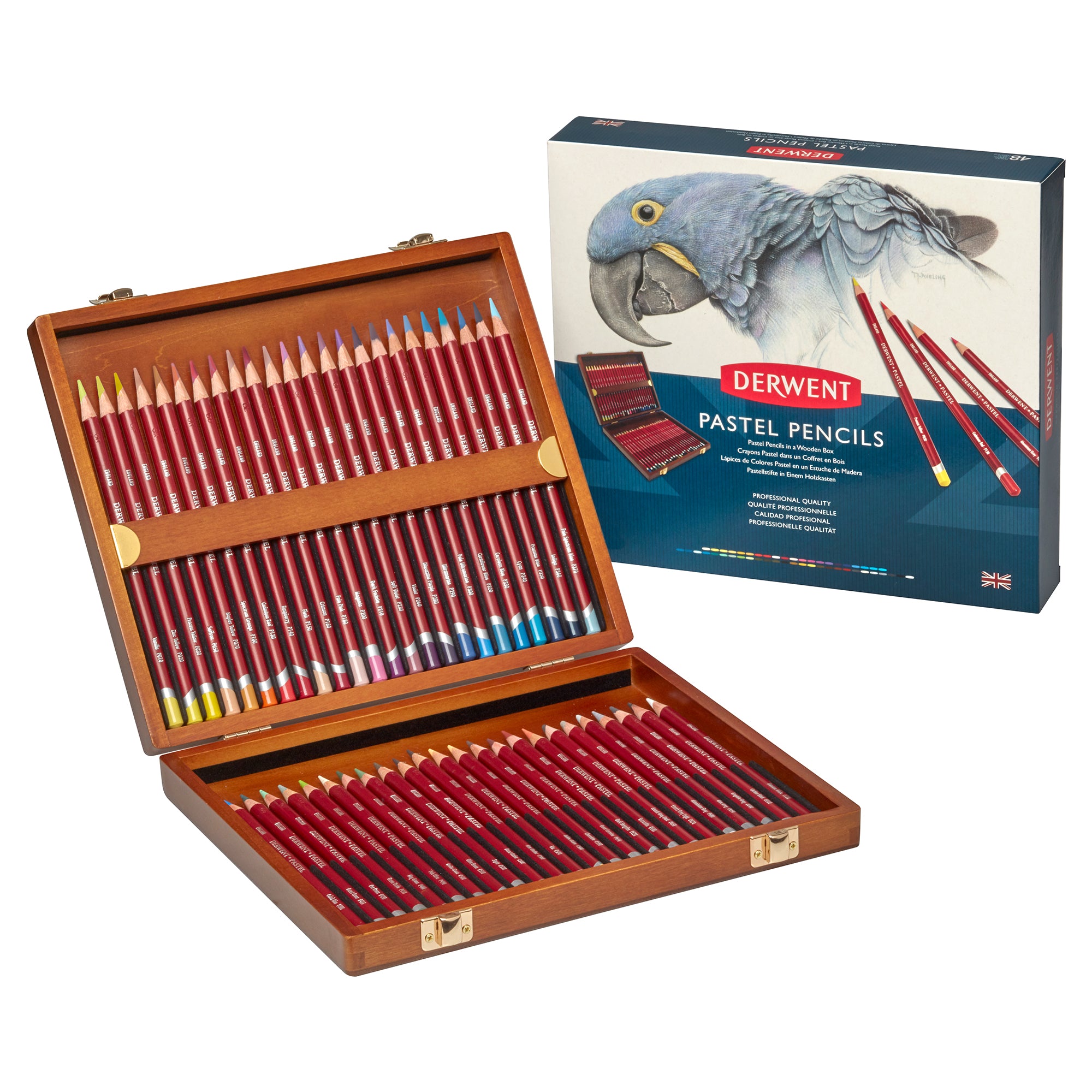 Derwent Pastel Pencils - Wooden Box Set of 48