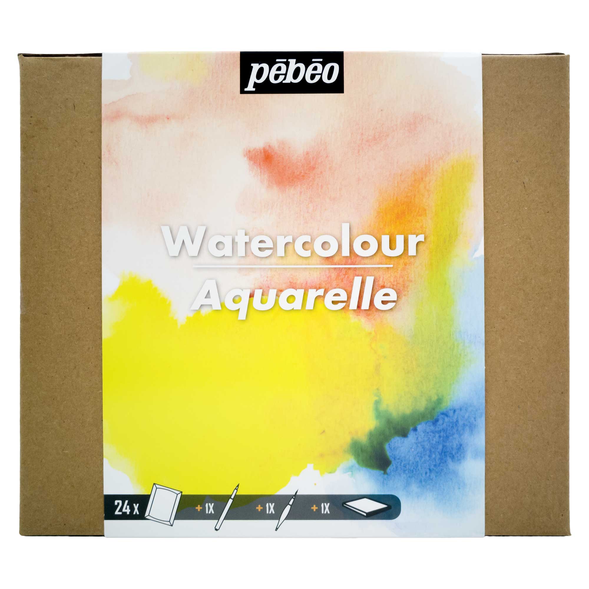 Pebeo Fine Art Watercolour Painting Set - 24 Half Pans Box