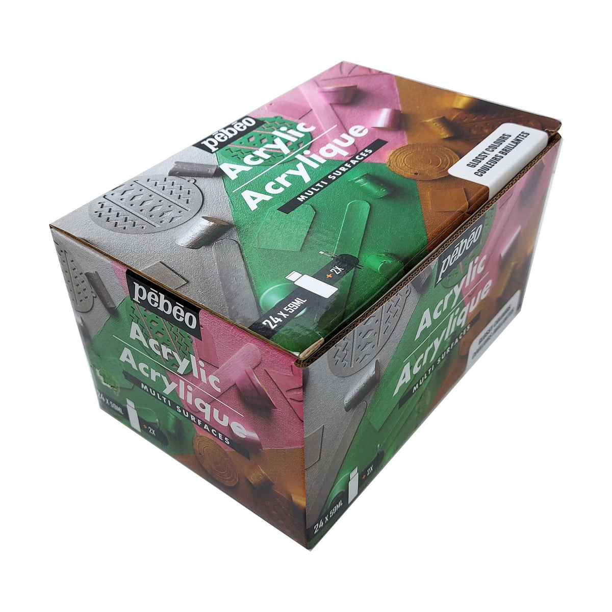 Pebeo MultiSurface Acrylics Set Glossy/Pearlescent Colours 24 x 59ml