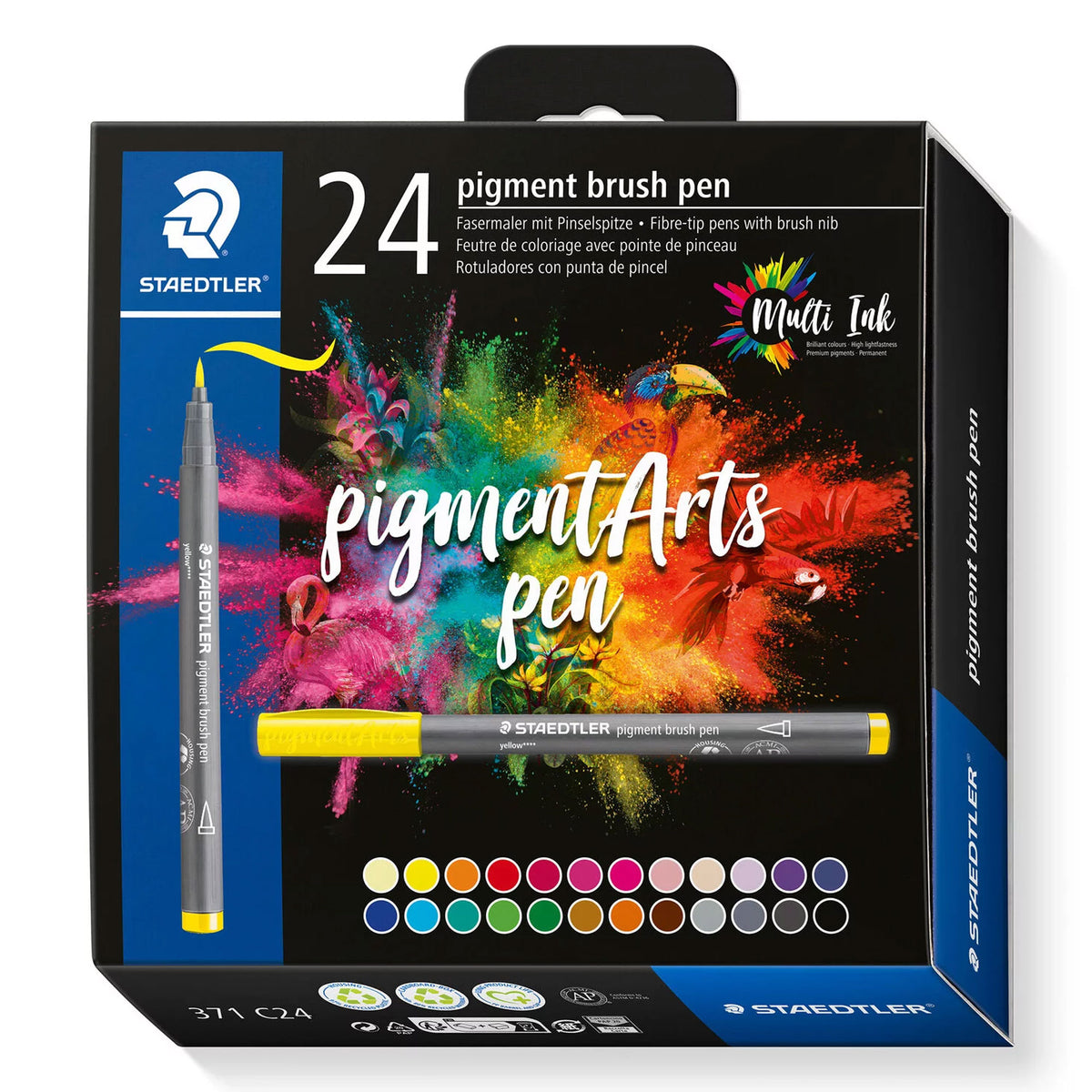 Staedtler Pigment Arts Multi Ink Brush Pens - Basic Colours - Set of 24