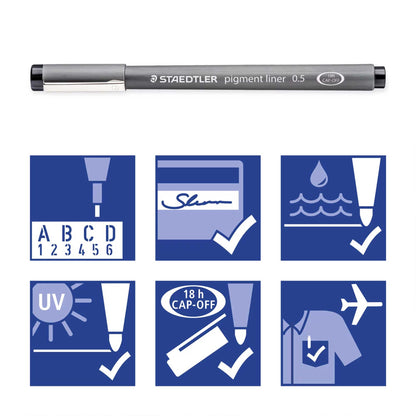 Staedtler Pigment Liner Set of 12 Black Ink – ARTdiscount
