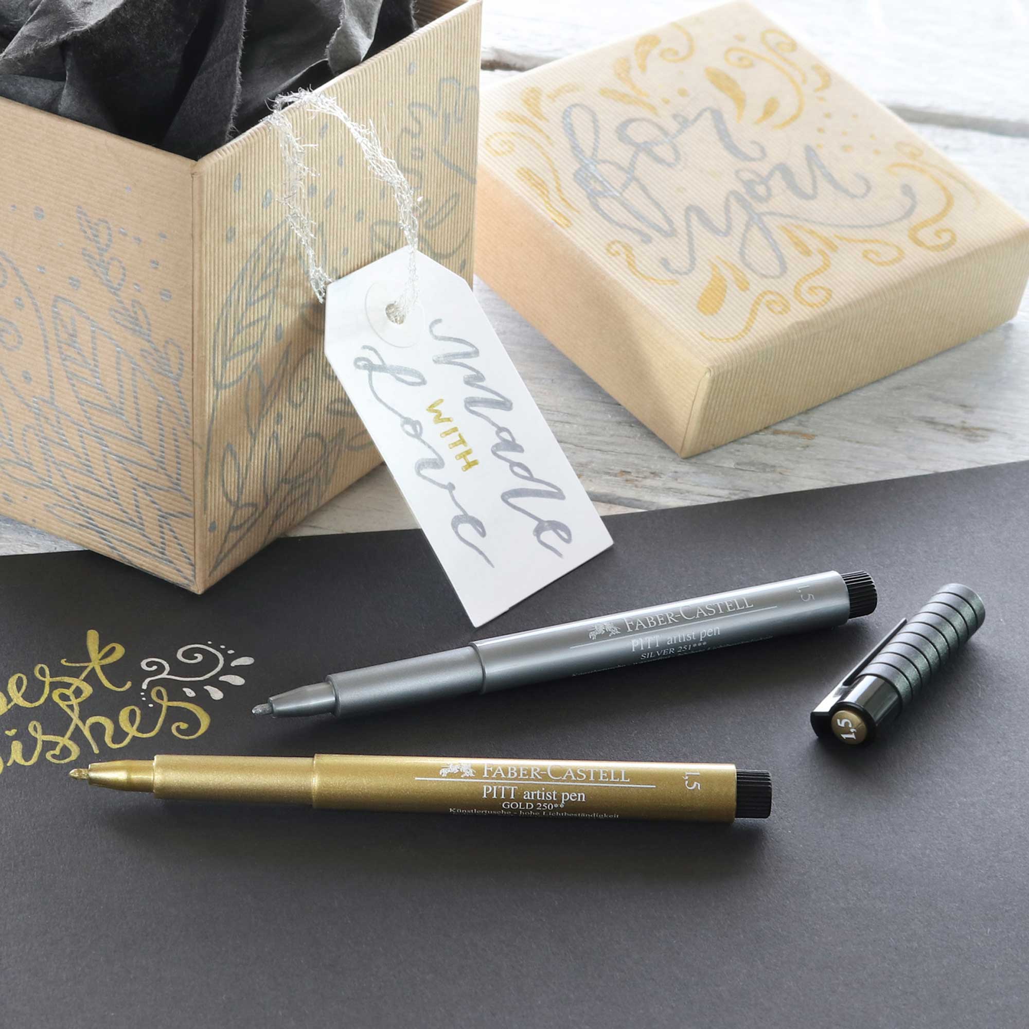 Faber Castell Pen Felt Metallic Marker Gold Silver