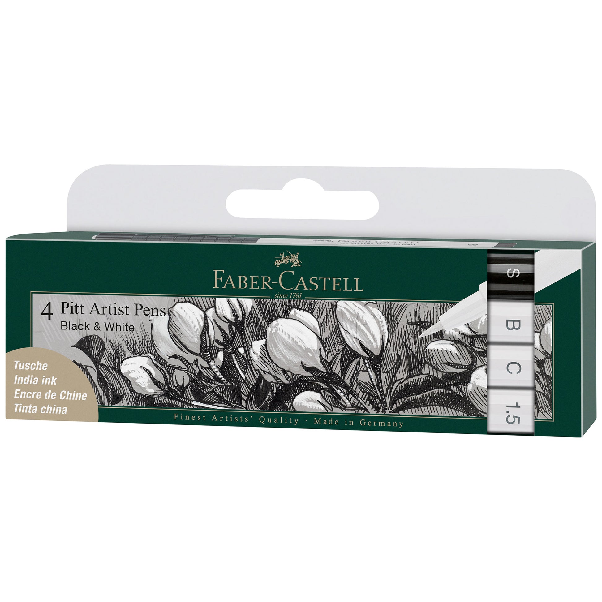 Faber-Castell Pitt Artist Pen - Black/White (Pack of 4)
