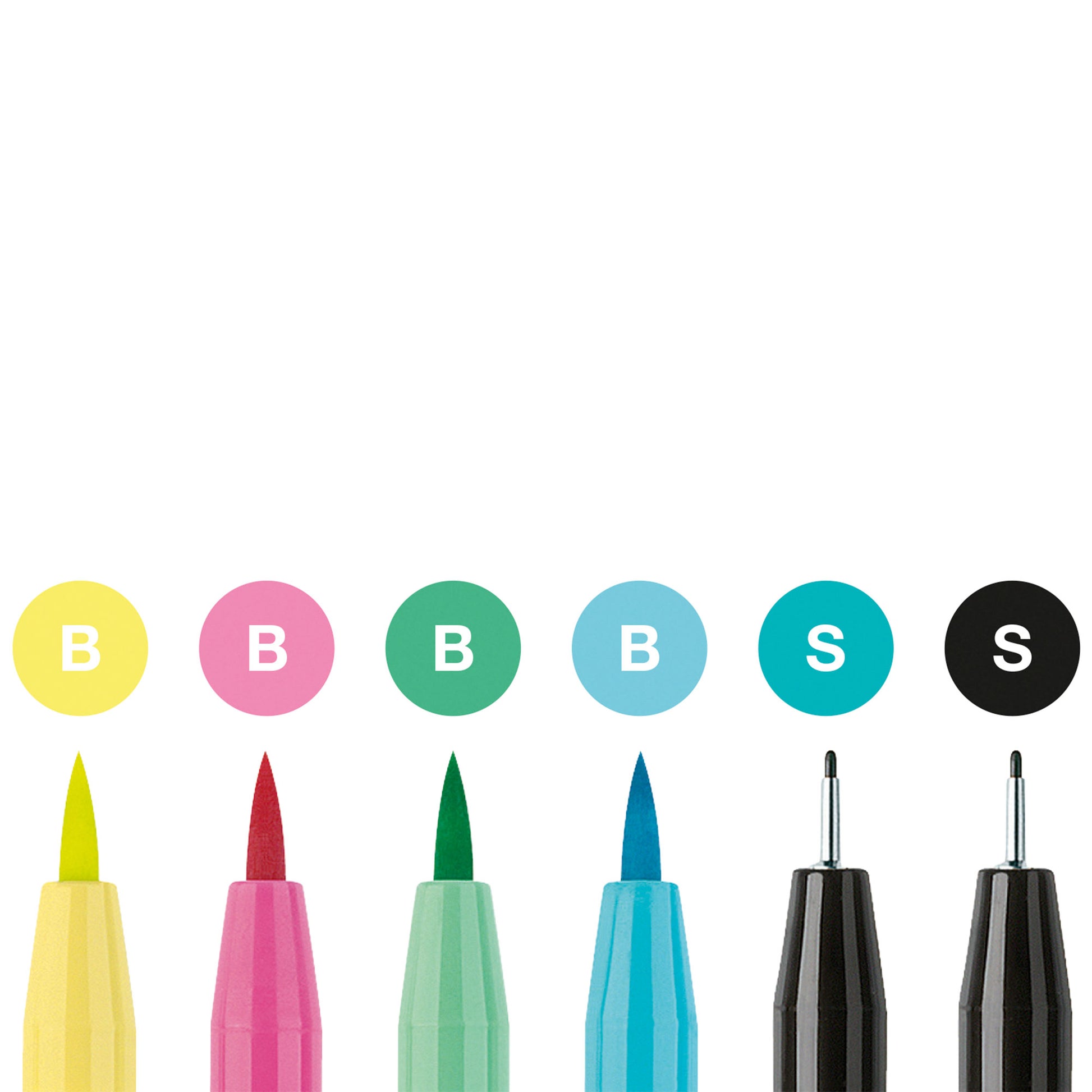 Faber-Castell Indian Ink Pitt Artist Pens - Hand Lettering Set of 6 - PASTEL COLOURS