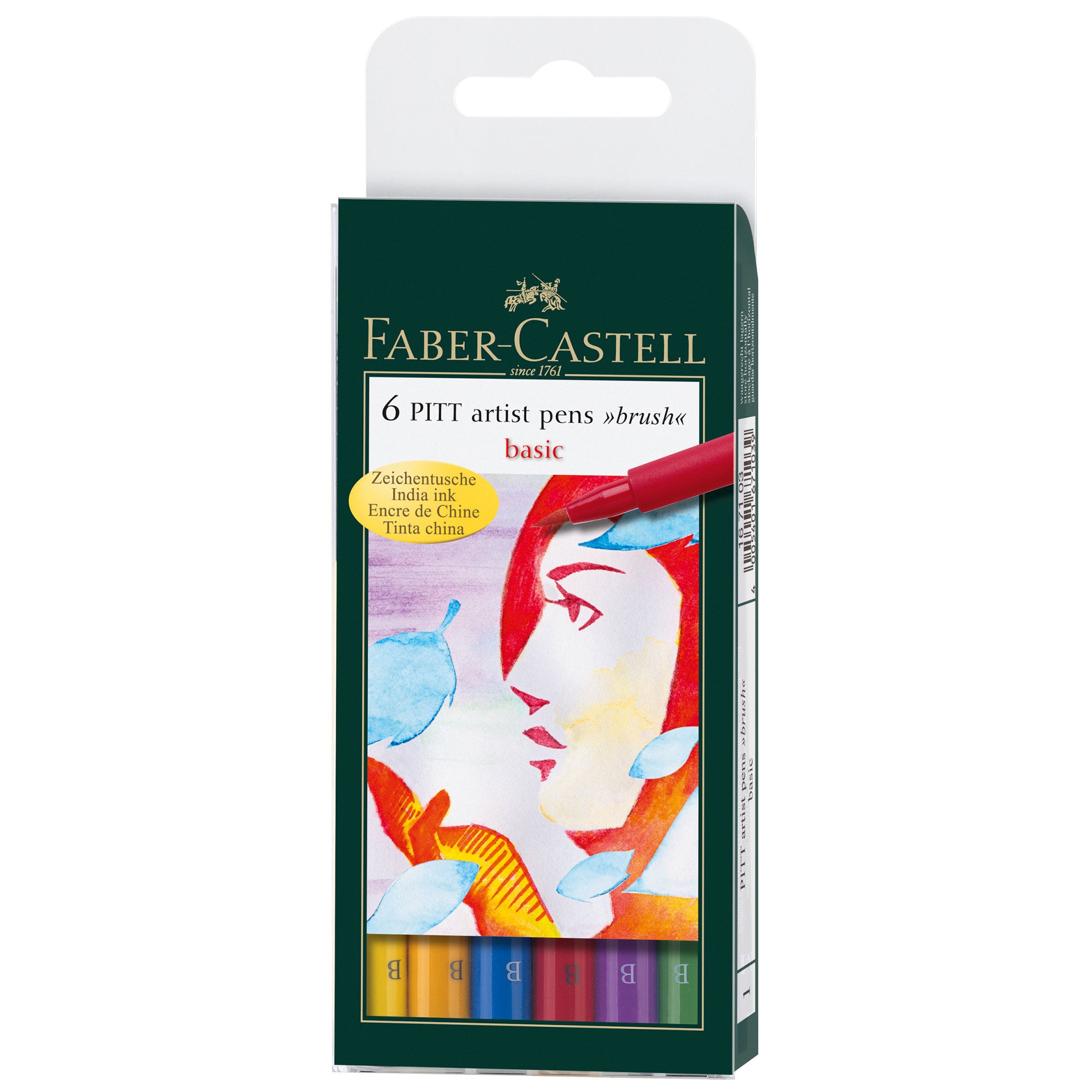 Faber-Castell Fine Pitt Brush Pen Set of 6 - Basic