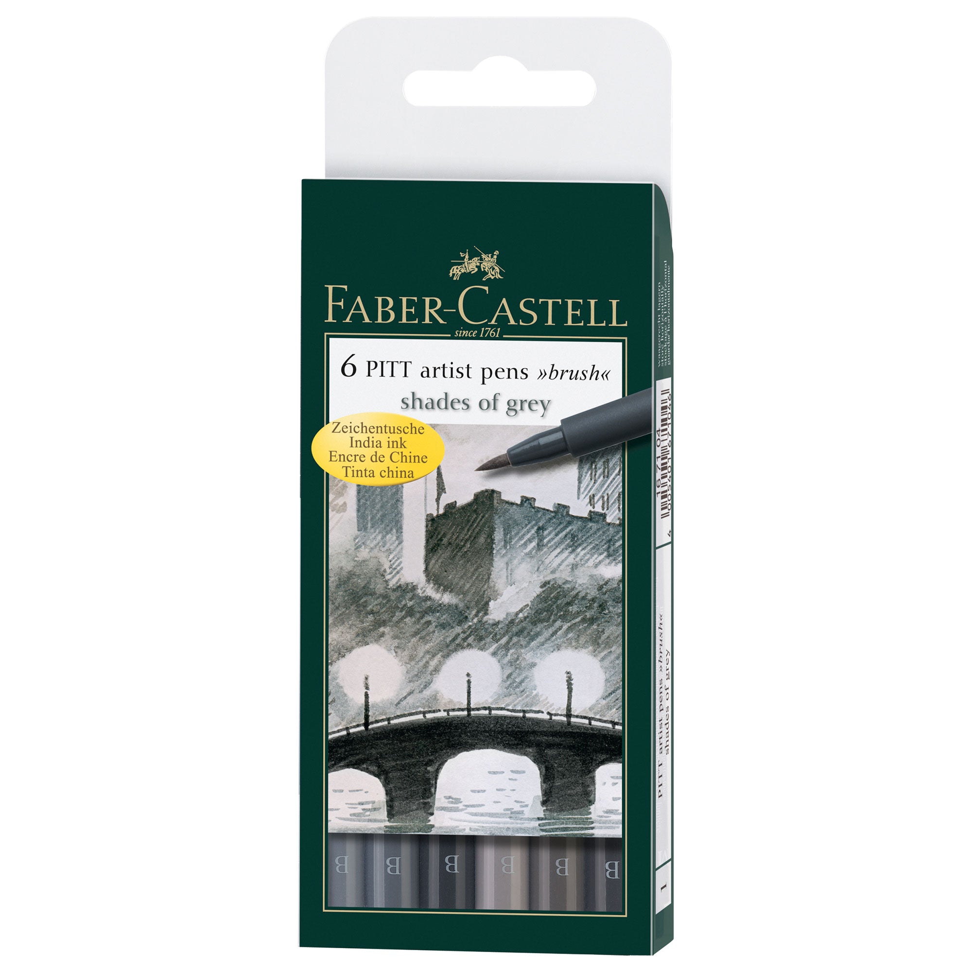 Faber-Castell Fine Pitt Brush Pen Set of 6 - Shades of Grey