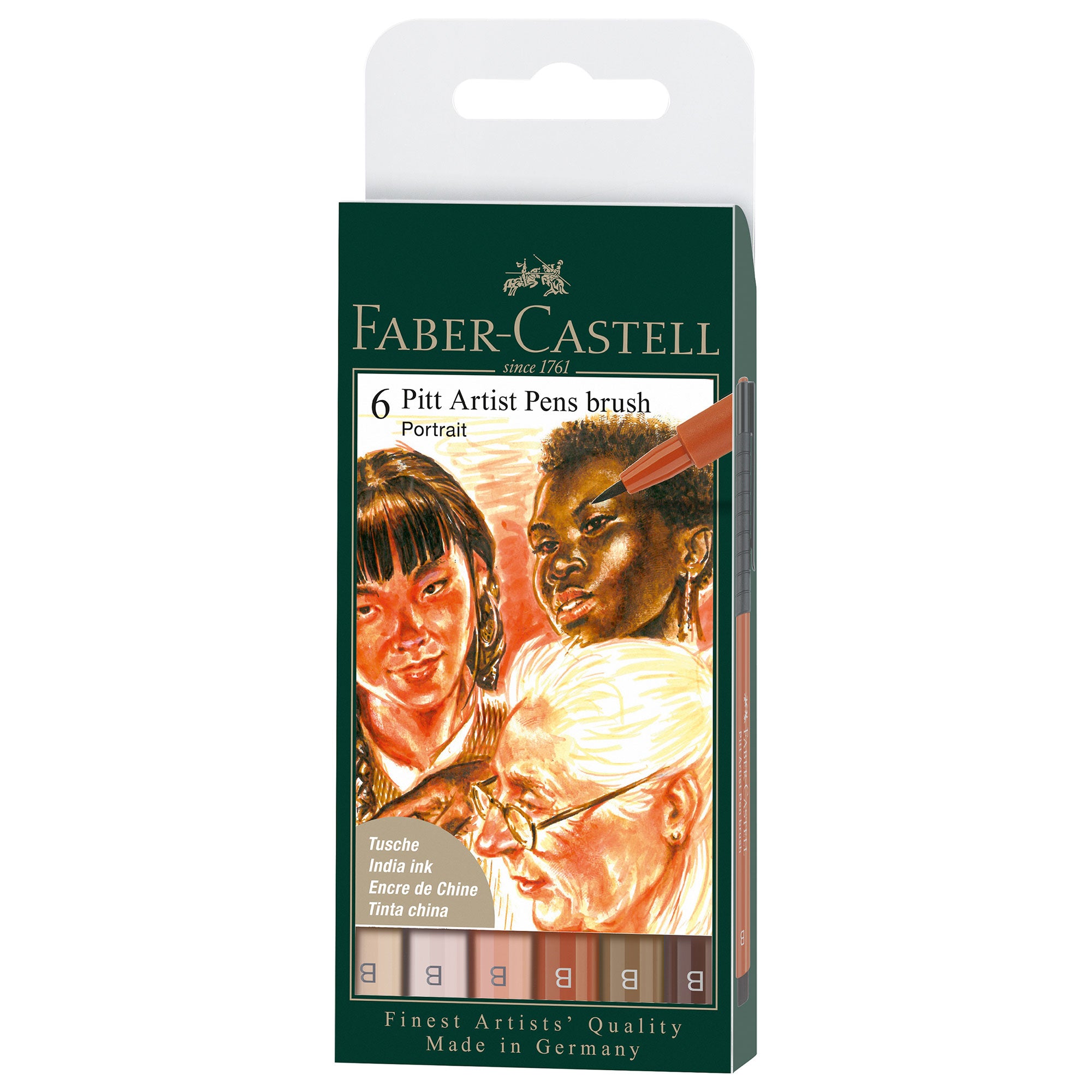 Faber-Castell Fine Pitt Brush Pen Set of 6 - Portrait