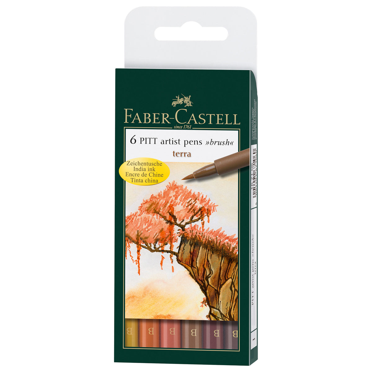 Faber-Castell Fine Pitt Brush Pen Set of 6 - Terra