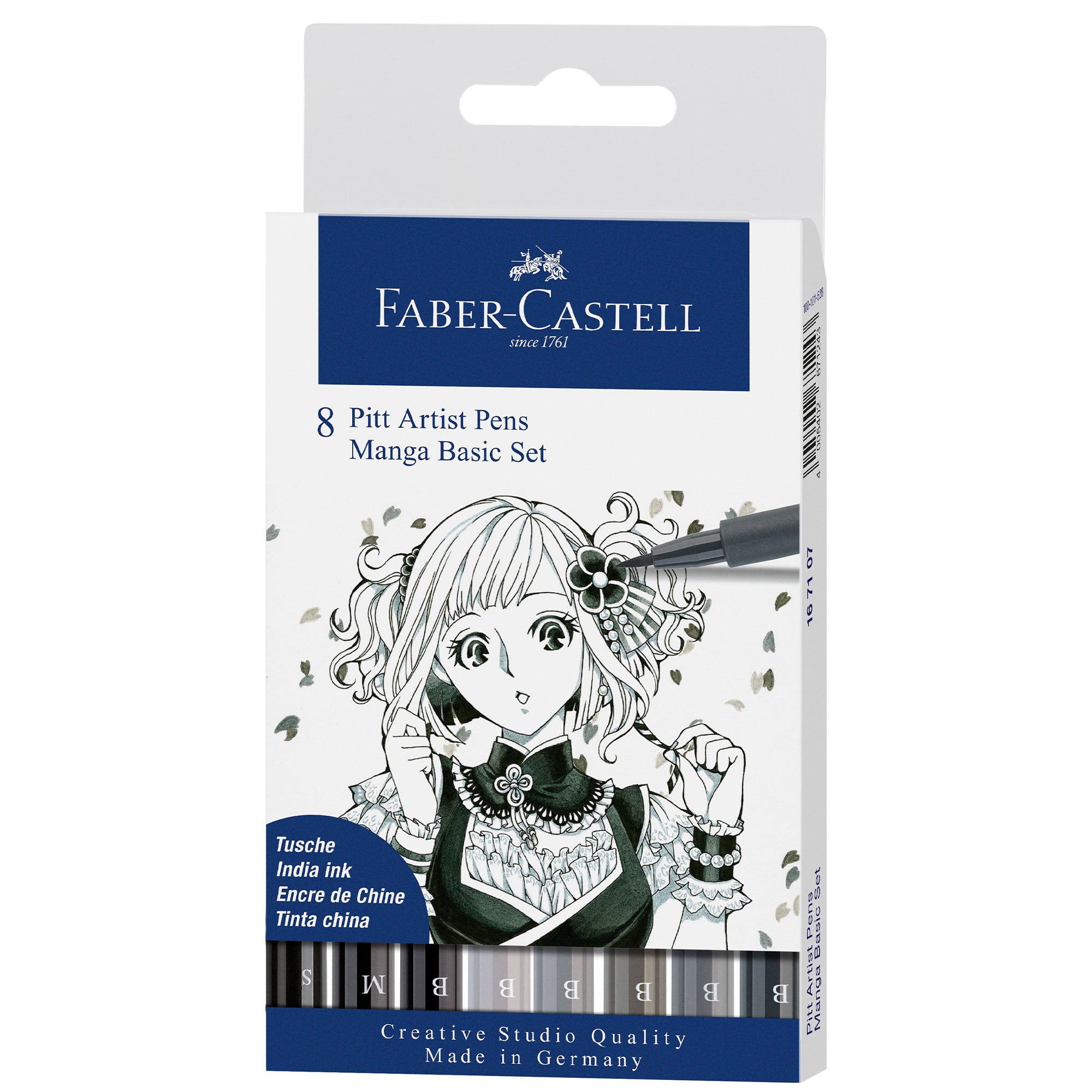 Faber-Castell Fine Pitt Brush Pen - Set of 8 Manga Pens